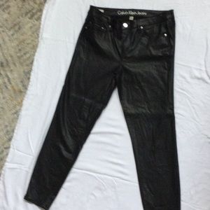 Women’s Calvin Klein Faux Leather 5 pocket pants.